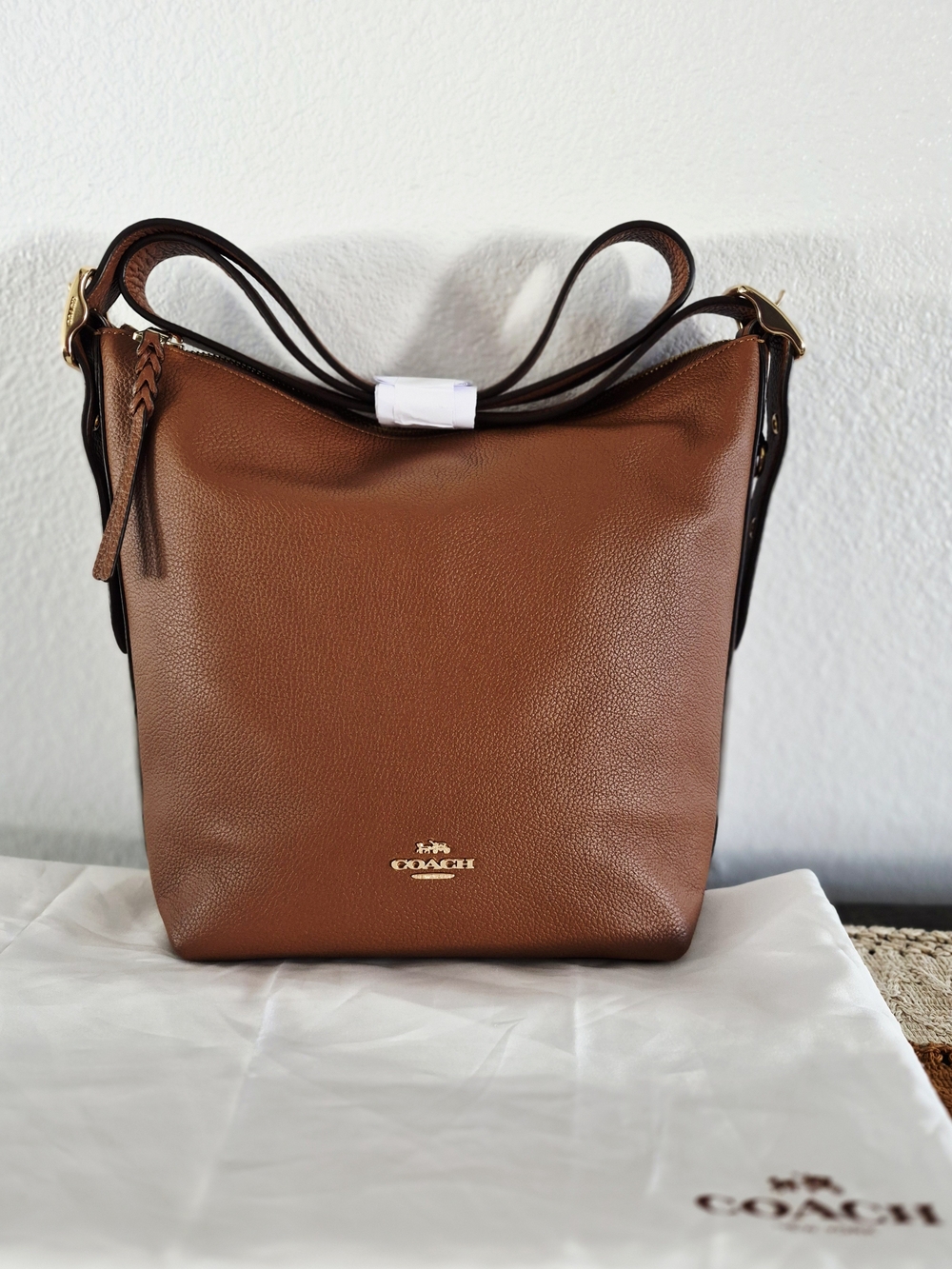 Authentic Coach Val Duffle Bag Pebble Leather Redwood Brown Gold C2818 EUC